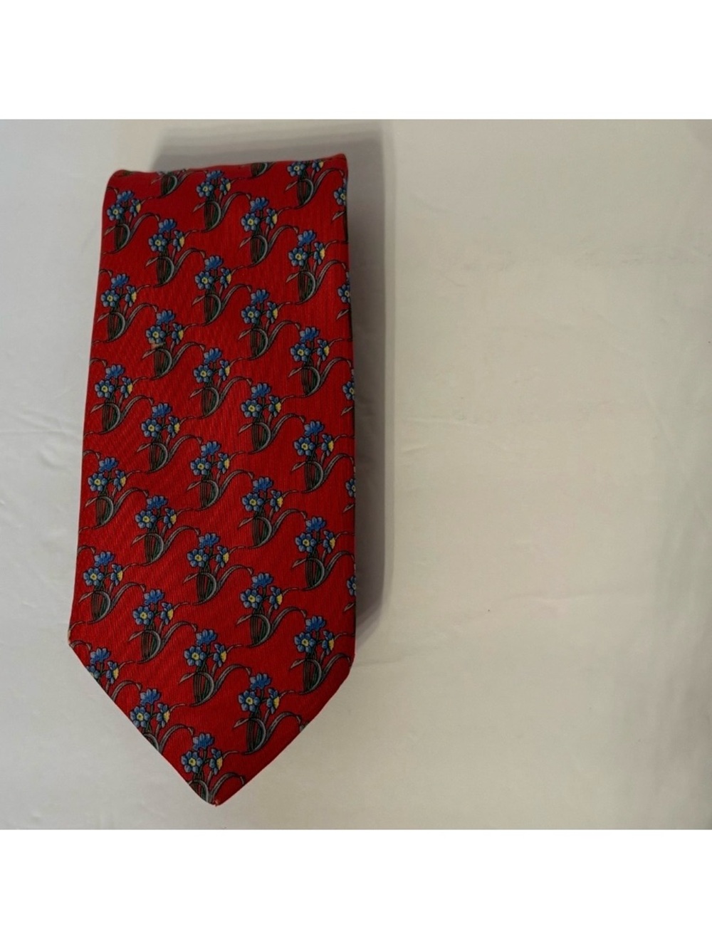 BURBERRY(S) MENS TIE SILK RED BLUE YELLOW GREEN FLORAL VINTAGE ACCESSORY